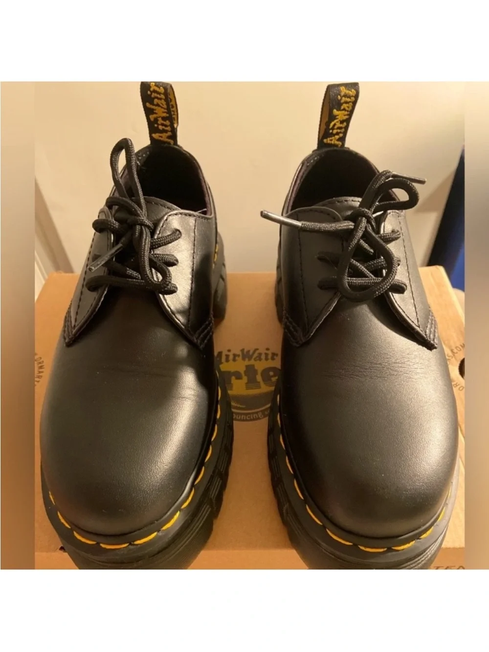 Dr. Martens Audrick Black Leather Chunky Platform Lace-Up Shoes